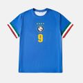 Family Matching Blue Short-sleeve Graphic Football T-shirts (Italy) Blue image 3