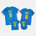 Family Matching Blue Short-sleeve Graphic Football T-shirts (Italy) Blue image 2