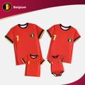 Family Matching Red Short-sleeve Graphic Soccer T-shirts (Belgium) Red image 1