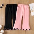 Toddler Girl Heart Embroidered Elasticized Flared Pants Pink image 2