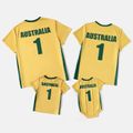 Family Matching Yellow Short-sleeve Graphic Football T-shirts (Australia) Yellow image 3