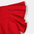 Valentine's Day Mommy and Me Red Textured Ruffle-sleeve A-line Dresses Red image 4