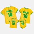 Family Matching Short-sleeve Graphic Yellow Soccer T-shirts (Brazil) Yellow image 2