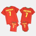 Family Matching Short-sleeve Graphic Red Football T-shirts (Portugal) Red image 2