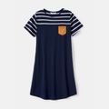Family Matching Striped Spliced Dresses and Short-sleeve T-shirts Sets Blue image 2