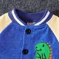 2pcs Baby Boy Dinosaur Embroidered Contrast Raglan Sleeve Corduroy Jacket and Pants Set MultiColour image 3
