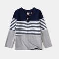 Mommy and Me Striped Colorblock Long-sleeve Button Tee Color block image 4