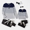 Mommy and Me Striped Colorblock Long-sleeve Button Tee Color block image 1