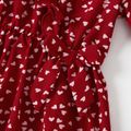 Mommy and Me Allover Floral Print Ruffle Trim Short-sleeve Surplice Neck Self Tie Wrap Dresses Scarlet image 4