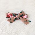 3pcs Baby Girl 95% Cotton Bell-sleeve Letter Print Tee and Allover Rose Floral Print Flared Pants with Headband Set Burgundy image 5