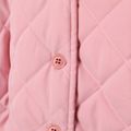 Kid Girl Solid Color Textured Button Design Coat Pink image 3