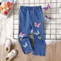 Toddler Girl Playful Butterfly Print Denim Jeans Blue image 1