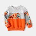 Mommy and Me Floral Print Colorblock Long-sleeve Sweatshirts Orange image 4