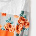 Mommy and Me Floral Print Colorblock Long-sleeve Sweatshirts Orange image 3