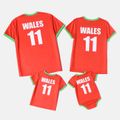 Family Matching Red Short-sleeve Graphic Football T-shirts (Wales) Red image 2
