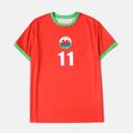 Family Matching Red Short-sleeve Graphic Football T-shirts (Wales) Red image 3