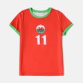 Family Matching Red Short-sleeve Graphic Football T-shirts (Wales) Red image 4