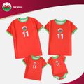 Family Matching Red Short-sleeve Graphic Football T-shirts (Wales) Red image 1