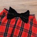 2 قطع كيد فتاة طويلة الأكمام الأسود المخملية المحملة و 3d bowknot تصميم منقوشة تنورة مجموعة أحمر image 4