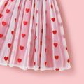 Valentine's Day Mommy and Me 95% Cotton Red Short-sleeve Letter Print Spliced Heart Embroidered Mesh Dresses Red-2 image 5