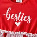 Valentine's Day Mommy and Me 95% Cotton Red Short-sleeve Letter Print Spliced Heart Embroidered Mesh Dresses Red-2 image 4