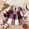 Baby Girl Red Plaid Flare-sleeve A-line Dress Red image 2