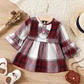 Baby Girl Red Plaid Flare-sleeve A-line Dress Red image 1