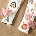 2pcs Toddler Girl Playful Bear Embroidered Polar Fleece Sweatshirt and Bows Design Leggings Set Pink image 5