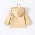 Baby Girl Thermal Fleece Lined Ruffle Trim Hooded Single Breasted Coat Apricot image 2