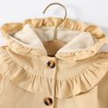 Baby Girl Thermal Fleece Lined Ruffle Trim Hooded Single Breasted Coat Apricot image 3