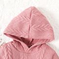 2pcs Baby Boy/Girl Solid Cable Knit Hooded Long-sleeve Set Pink image 3
