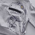 2pcs Toddler Boy Playful Dinosaur Print Hoodie Sweatshirt and Pants Set Grey image 3