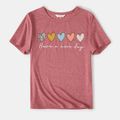 Valentine's Day Family Matching Heart & Letter Print Short-sleeve T-shirts Colorful image 2