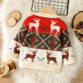 Toddler Boy/Girl Playful Christmas Deer Pattern Knit Sweater MultiColour image 2