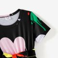 Valentine's Day Family Matching Allover Colorful Heart Print Belted Short-sleeve Dresses and T-shirts Sets Black image 5