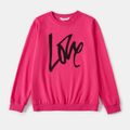 Valentine's Day Mommy and Me Letter Print Hot Pink Long-sleeve Sweatshirts Hot Pink image 2