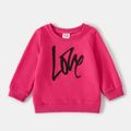 Valentine's Day Mommy and Me Letter Print Hot Pink Long-sleeve Sweatshirts Hot Pink image 4
