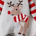 Christmas Baby Boy/Girl Reindeer Graphic Red Striped Long-sleeve Knitted Jumpsuit Grey image 4