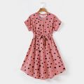 Valentine's Day Mommy and Me Allover Heart Print Pink Notch Neck Short-sleeve Belted Dresses Mauve Pink image 2