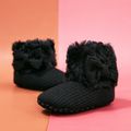 Baby / Toddler Bow Decor Fluffy Trim Thermal Prewalker Shoes Black image 3
