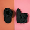 Baby / Toddler Bow Decor Fluffy Trim Thermal Prewalker Shoes Black image 1