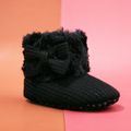 Baby / Toddler Bow Decor Fluffy Trim Thermal Prewalker Shoes Black image 2
