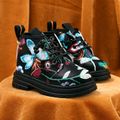 Toddler / Kid Fashion Flower Pattern Lace Up Boots Black image 2