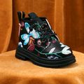 Toddler / Kid Fashion Flower Pattern Lace Up Boots Black image 3