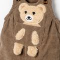 Baby Boy/Girl Bear Embroidered Brown Corduroy Overalls Brown image 4