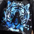 2pcs Kid Boy Tiger Print Black Sweatshirt and Elasticized Pants Set Black image 2