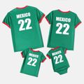 Family Matching Short-sleeve Graphic Green Soccer T-shirts (Mexico) Green image 3