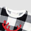 Christmas Family Matching Reindeer Graphic Thickened Flannel Long-sleeve Plaid Tops ColorBlock image 3