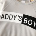 2pcs Toddler Boy Trendy Letter Print Colorblock Waffle Sweatshirt and Pants Set BlackandWhite image 3