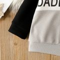2pcs Toddler Boy Trendy Letter Print Colorblock Waffle Sweatshirt and Pants Set BlackandWhite image 4
